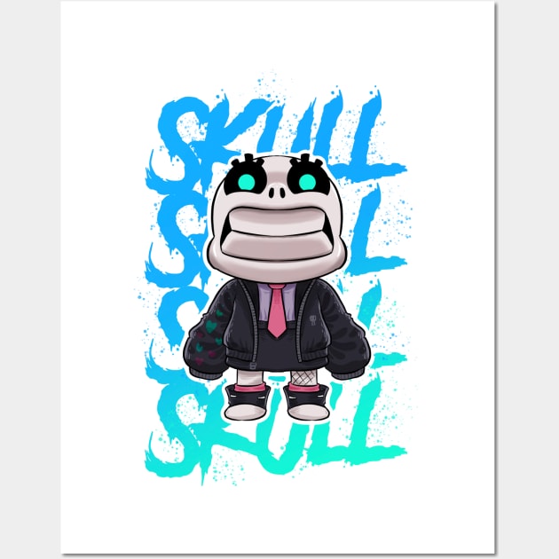 smilly skull Wall Art by Draw For Fun 